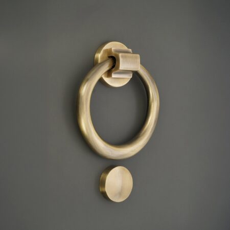 Spira Brass Antique Brass Ring Door Knocker 110mm Front Door Knocker - Image 3