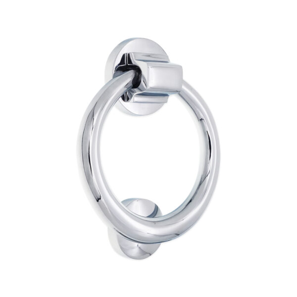Spira Brass Polished Chrome Ring Door Knocker 110mm Front Door Knocker