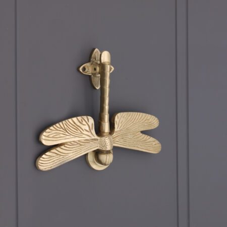 Spira Brass Satin Brass Dragonfly Door Knocker Front Door Knocker - Image 2