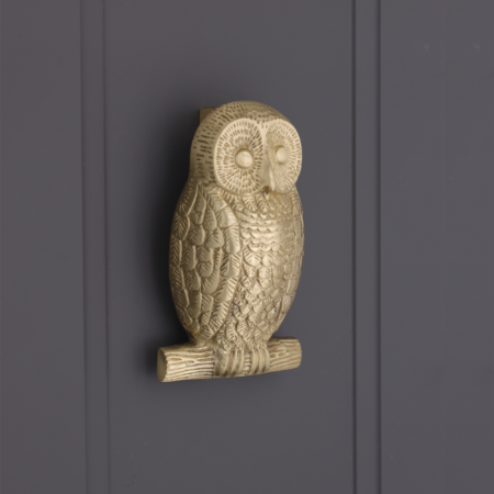 Spira Brass Satin Brass Owl Door Knocker Front Door Knocker - Image 3
