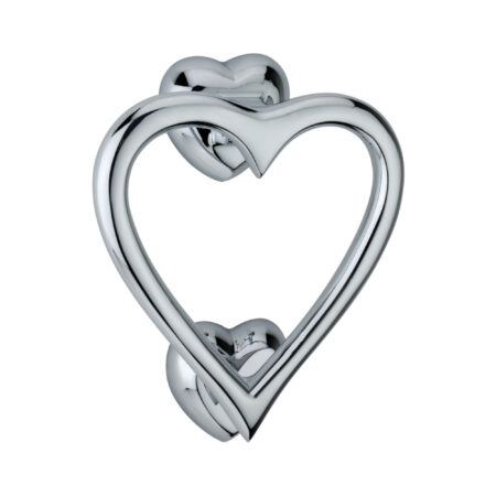 Spira Brass Polished Chrome Heart Door Knocker Front Door Knocker