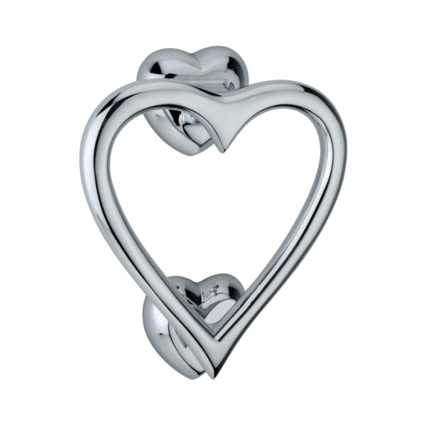 Spira Brass Polished Chrome Heart Door Knocker Front Door Knocker