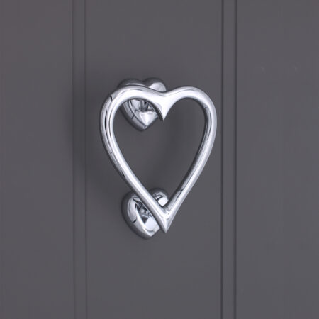 Spira Brass Polished Chrome Heart Door Knocker Front Door Knocker - Image 2