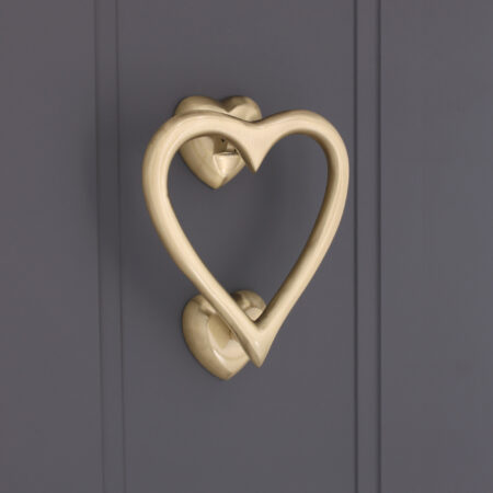 Spira Brass Satin Brass Heart Door Knocker Front Door Knocker - Image 2