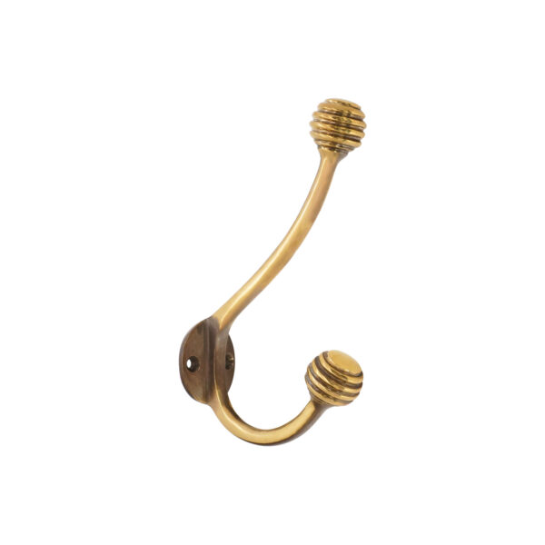Beehive Twin Coat Hook Aged Brass