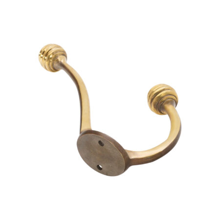 Beehive Twin Coat Hook Aged Brass - Image 2