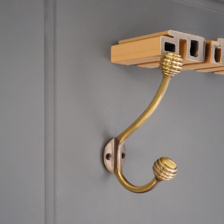 Beehive Twin Coat Hook Aged Brass - Image 3