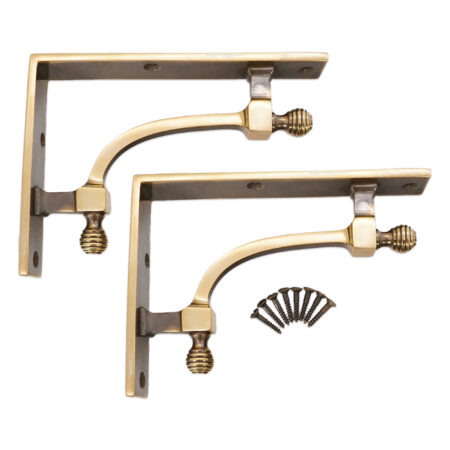 Beehive Small Shelf Bracket Aged Brass (Sold in Pairs) - Image 4
