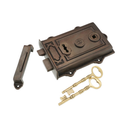 Brass Davenport Rim Lock Aged Bronze Door Lock - Image 4