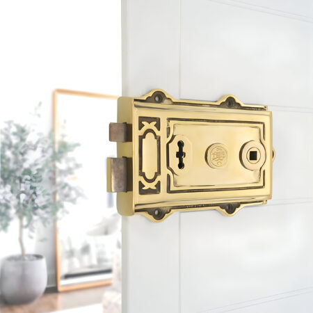 Brass Davenport Rim Lock Aged Door Lock - Image 3