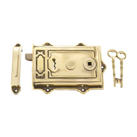 Brass Davenport Rim Lock Aged Door Lock - Image 4