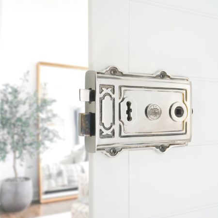 Brass Davenport Rim Lock Aged Nickel Door Lock - Image 3