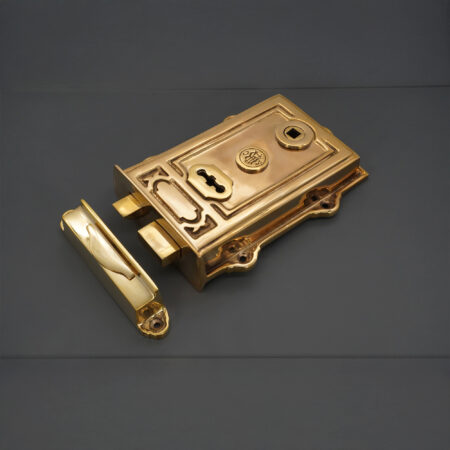 Polished Brass Davenport Rim Lock Door Lock - Image 2