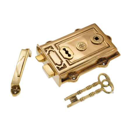 Polished Brass Davenport Rim Lock Door Lock - Image 4