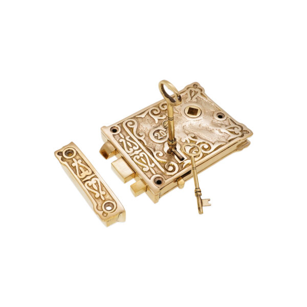 Polished Brass Floral Rim Lock Door Lock