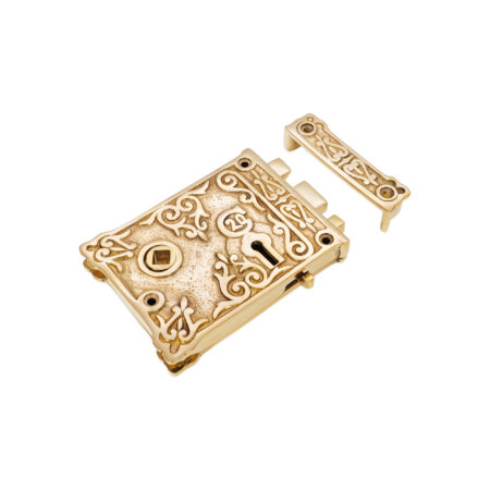 Polished Brass Floral Rim Lock Door Lock - Image 2