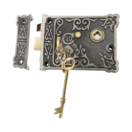 Pewter Floral Rim Lock Door Lock - Image 2