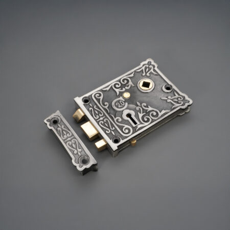 Pewter Floral Rim Lock Door Lock - Image 3