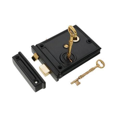 Brass Horizontal Rim Lock Black Door Lock