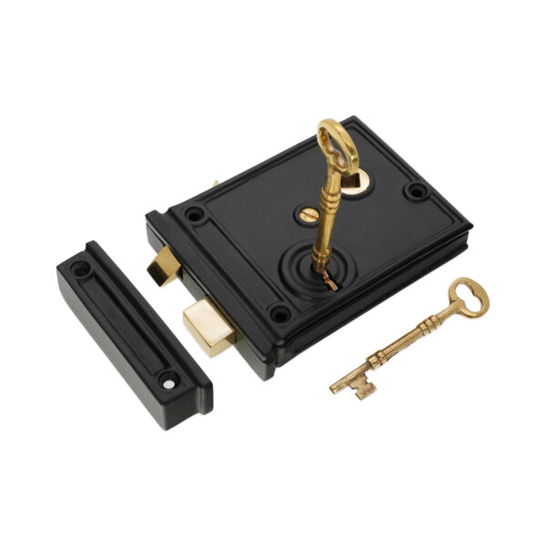 Brass Horizontal Rim Lock Black Door Lock