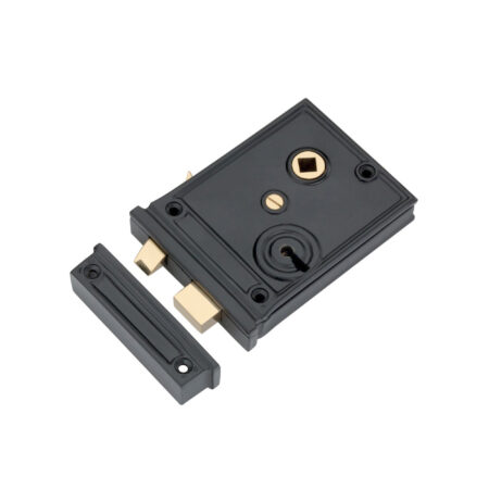 Brass Horizontal Rim Lock Black Door Lock - Image 2