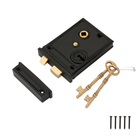Brass Horizontal Rim Lock Black Door Lock - Image 4