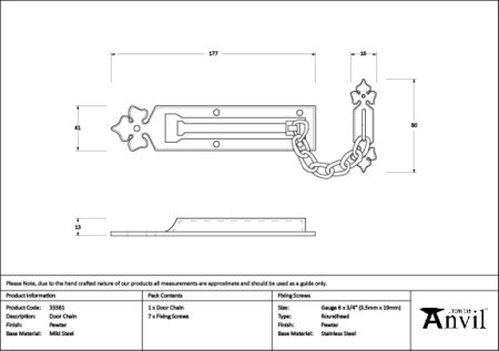 Pewter Door Chain | 33381 - Image 7