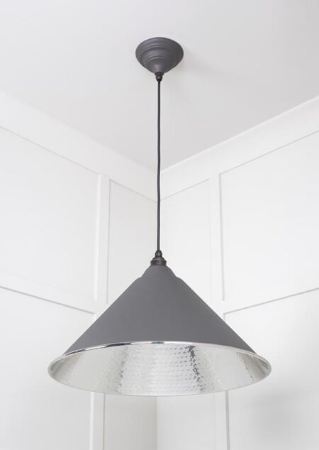 Hammered Nickel Hockley Pendant in Bluff | 45433BL - Image 3