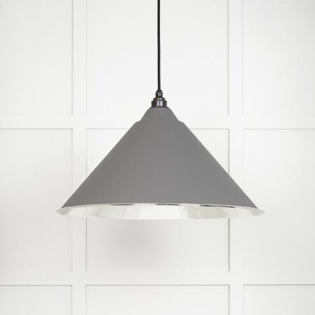 Hammered Nickel Hockley Pendant in Bluff | 45433BL