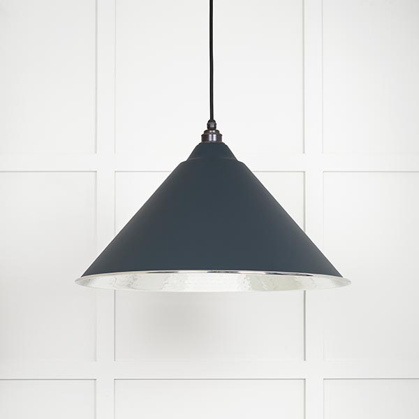 Hammered Nickel Hockley Pendant in Soot | 45433SO