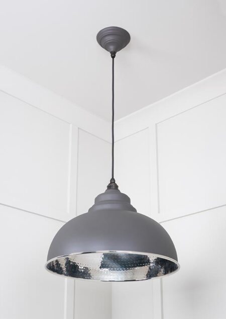 Hammered Nickel Harborne Pendant in Bluff | 45472BL - Image 3