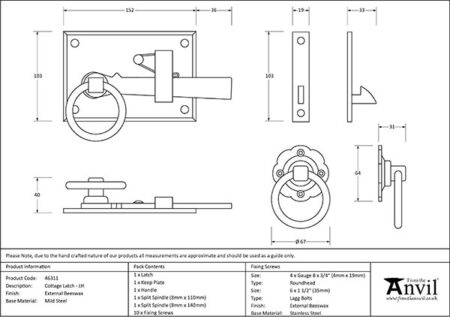 From the Anvil External Beeswax Cottage Latch - LH - Image 5