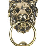 Aged Brass Lion Head Door Knocker | 46722