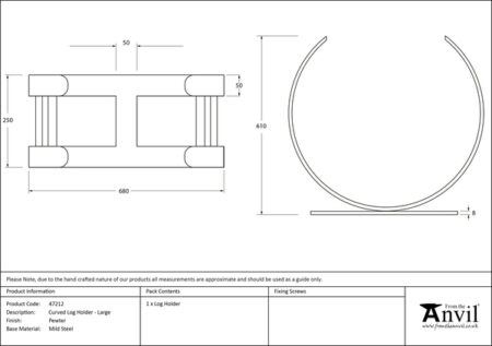 Pewter Curved Log Holder - Large | 47212 - Image 4
