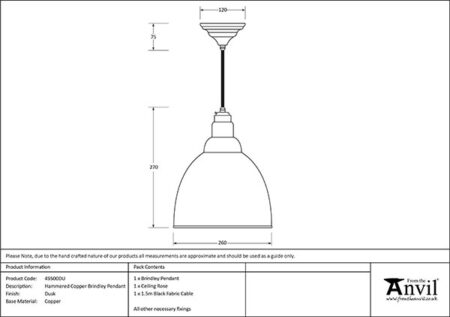 Hammered Copper Brindley Pendant in Dusk | 49500DU - Image 7