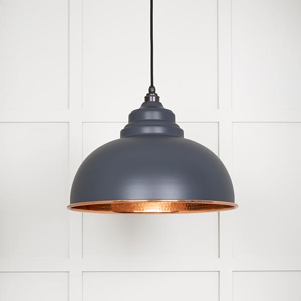 Hammered Copper Harborne Pendant in Slate | 49501SL