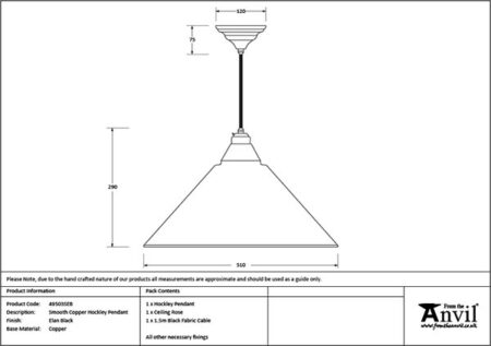 Smooth Copper Hockley Pendant in Elan Black | 49503SEB - Image 7