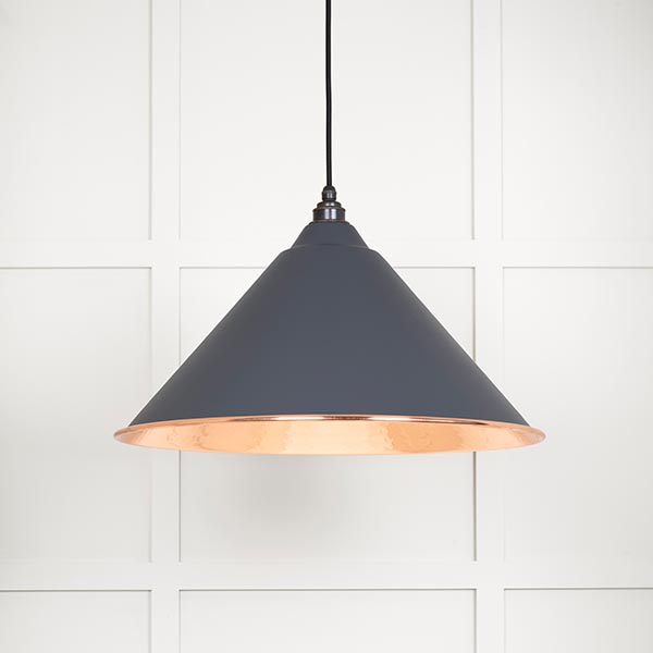 Hammered Copper Hockley Pendant in Slate | 49503SL