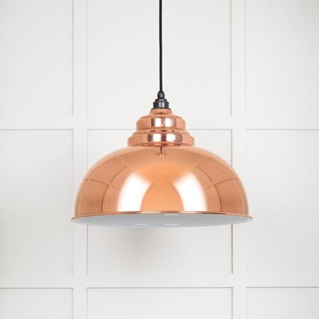 White Gloss Harborne Pendant in Copper | 49508 - Image 2