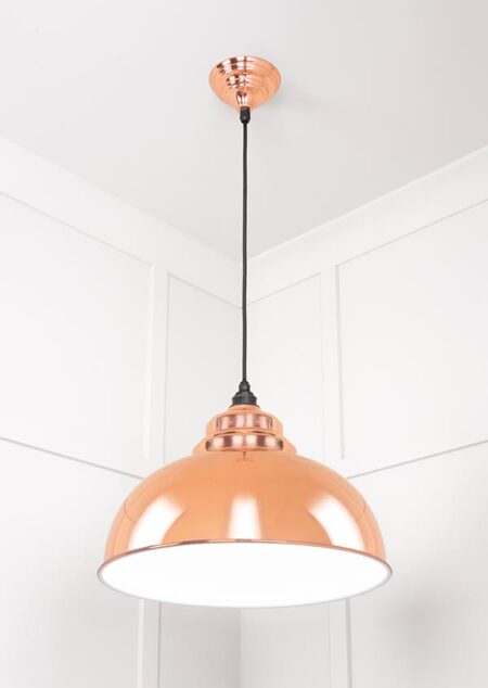 White Gloss Harborne Pendant in Copper | 49508 - Image 3