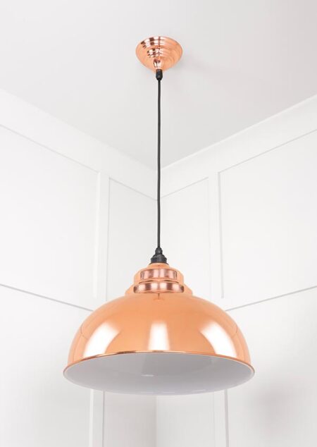 White Gloss Harborne Pendant in Copper | 49508 - Image 4
