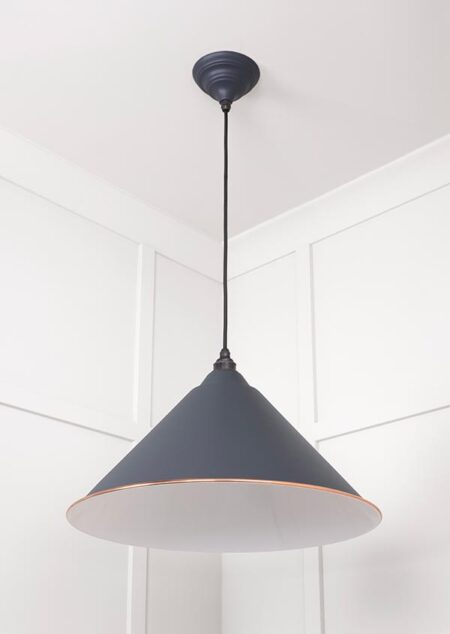 White Gloss Hockley Pendant in Slate | 49510SL - Image 4