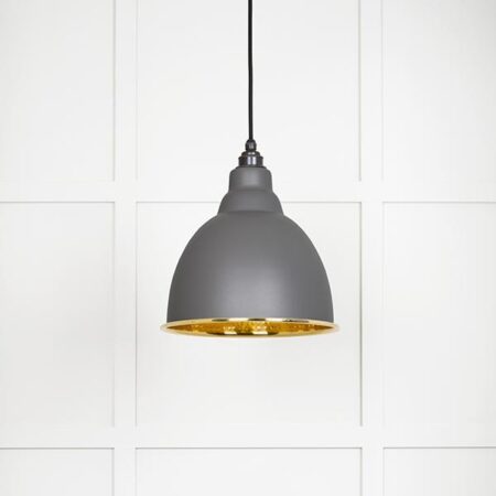 Hammered Brass Brindley Pendant in Bluff | 49517BL - Image 2