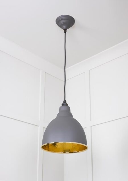 Hammered Brass Brindley Pendant in Bluff | 49517BL - Image 4