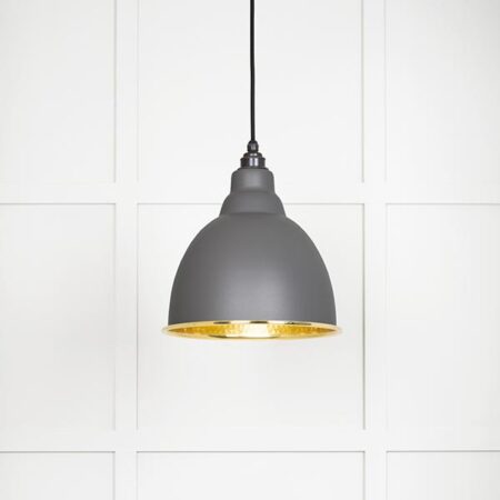 Hammered Brass Brindley Pendant in Bluff | 49517BL