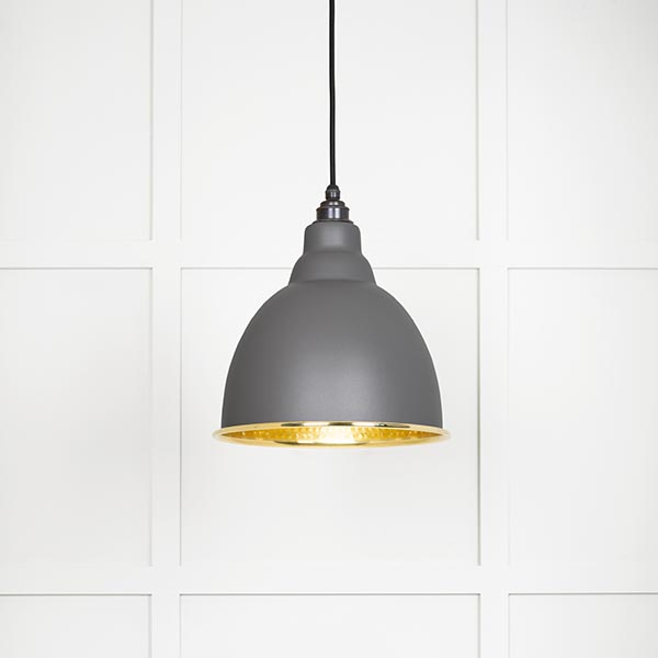 Hammered Brass Brindley Pendant in Bluff | 49517BL