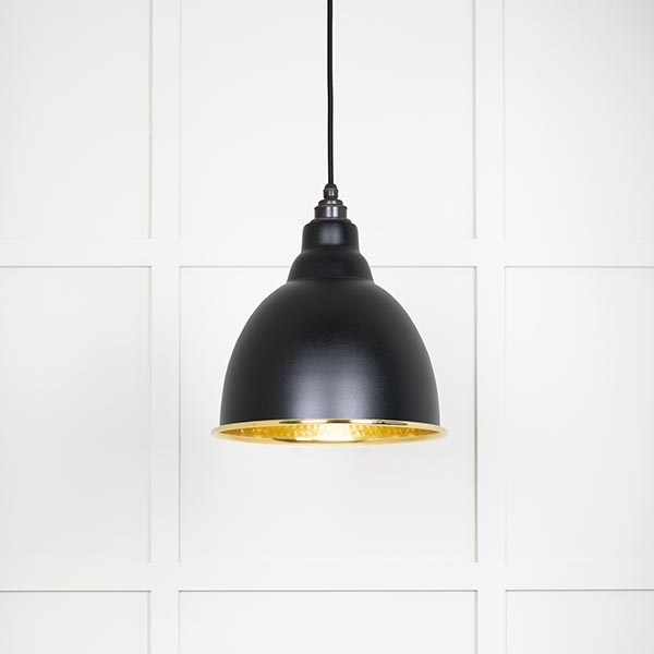 Hammered Brass Brindley Pendant in Elan Black | 49517EB