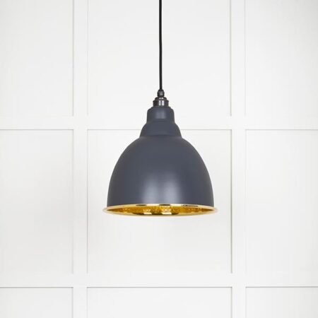 Hammered Brass Brindley Pendant in Slate | 49517SL - Image 2