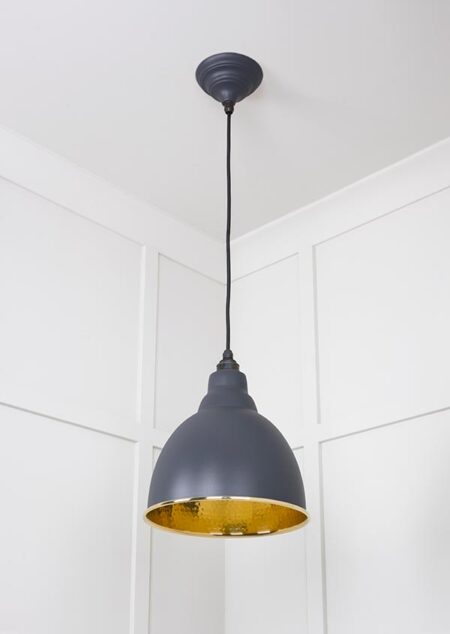 Hammered Brass Brindley Pendant in Slate | 49517SL - Image 4