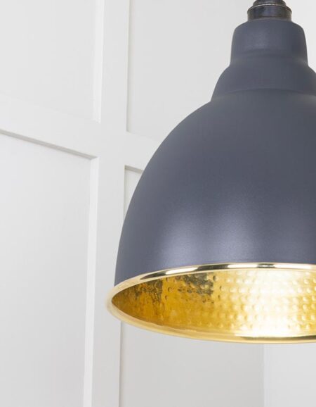 Hammered Brass Brindley Pendant in Slate | 49517SL - Image 5